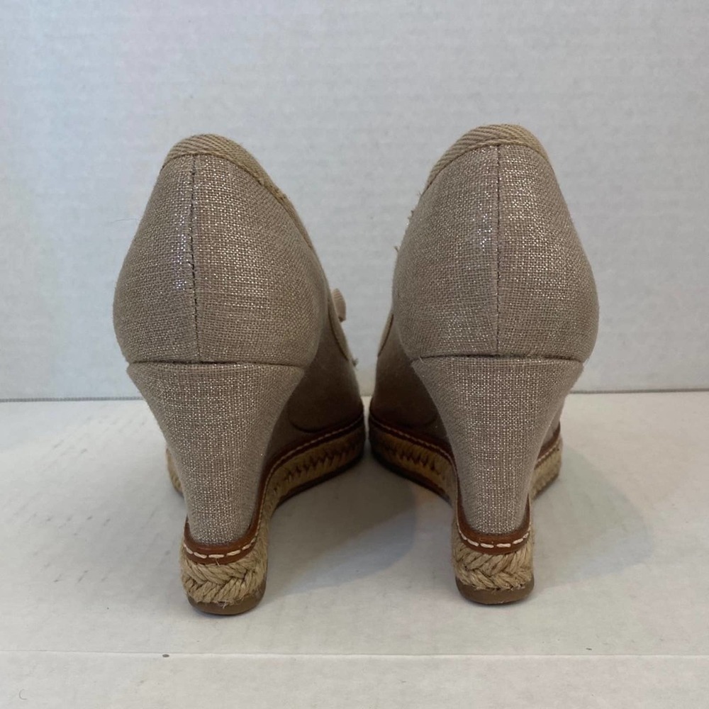 Tory Burch Beige Jackie Bow Espadrille Wedge - Picture 10 of 11